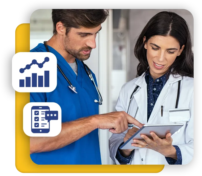 Doctors on a tablet viewing Personix App